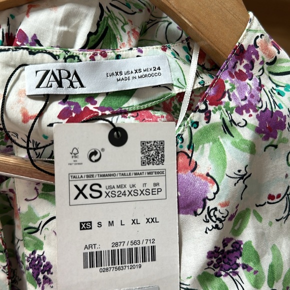 Zara Printed Cutout Midi Floral Dress size XS - Picture 7 of 14